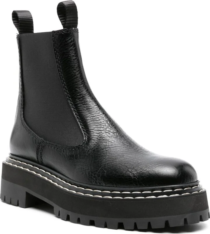 Black Lug Sole Leather Chelsea Boots - Image 2