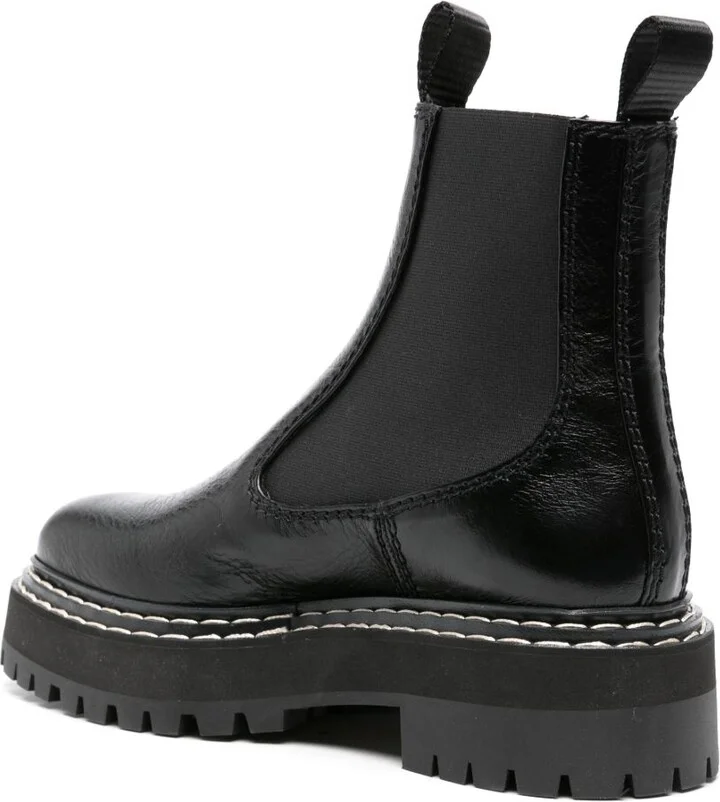 Black Lug Sole Leather Chelsea Boots - Image 3