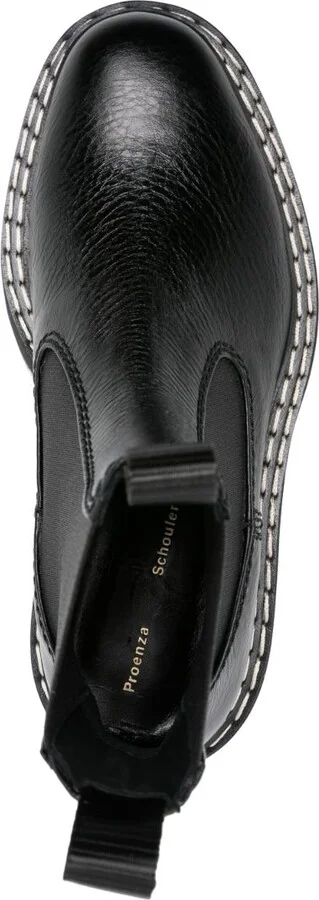Black Lug Sole Leather Chelsea Boots - Image 4