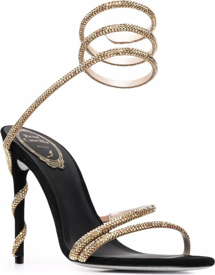 Black Margot 120 Crystal Embellished Leather Sandals - Image 2