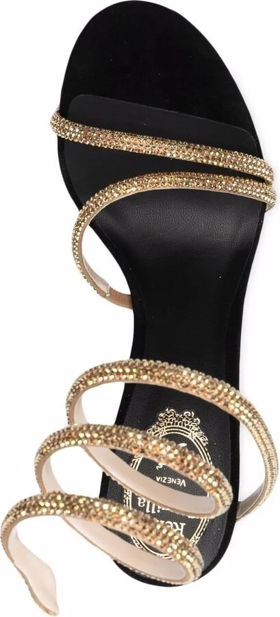 Black Margot 120 Crystal Embellished Leather Sandals - Image 4