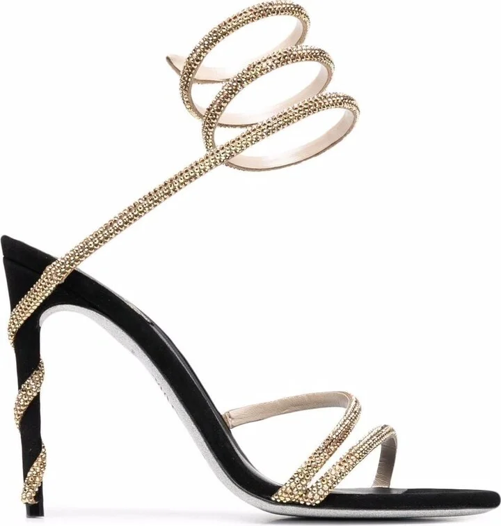 Black Margot 120 Crystal Embellished Leather Sandals