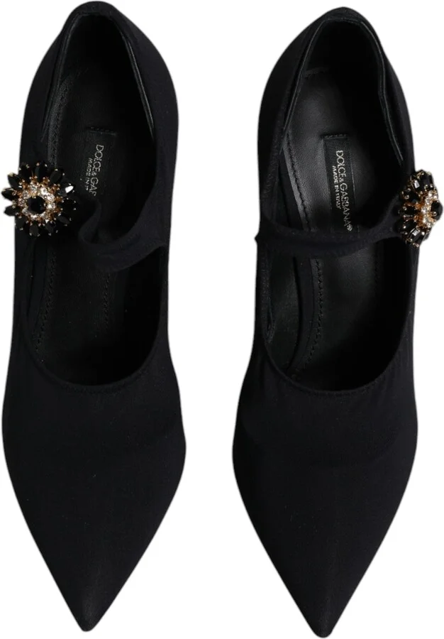 Black Mary Jane Stretch Crystal Pumps Women's Shoes (Pre-Owned) - Image 3