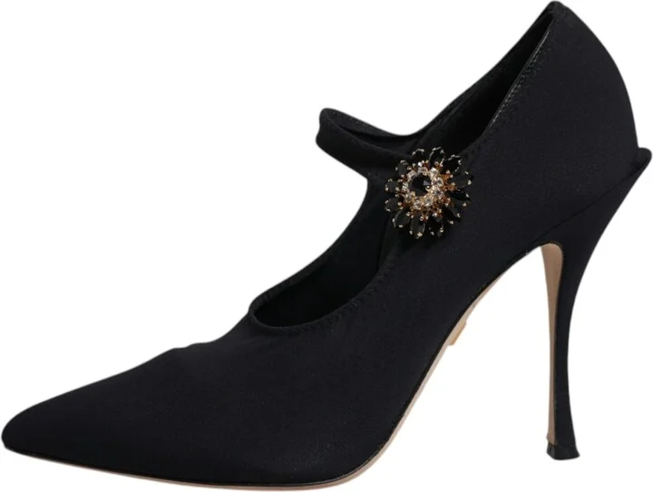 Black Mary Jane Stretch Crystal Pumps Women's Shoes (Pre-Owned) - Image 6