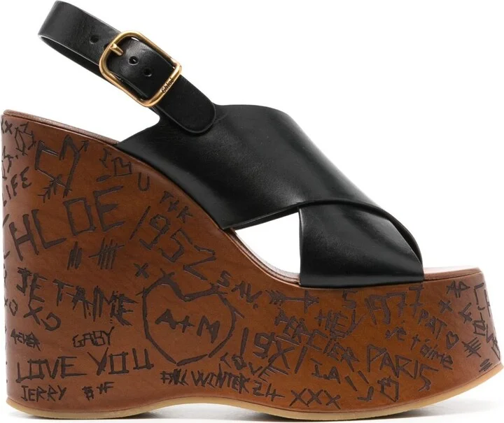 Black Maxime 130 Wedge Sandals