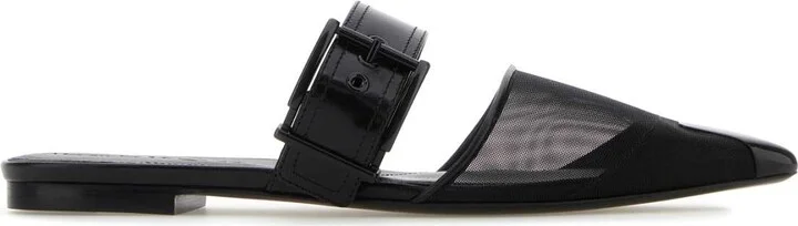 Black Mesh And Leather Punk Slippers
