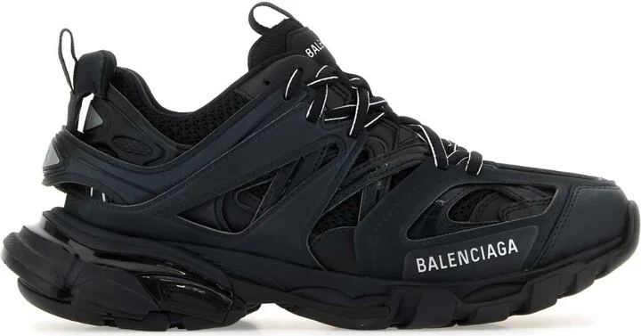 Black Mesh And Rubber Track Sneakers