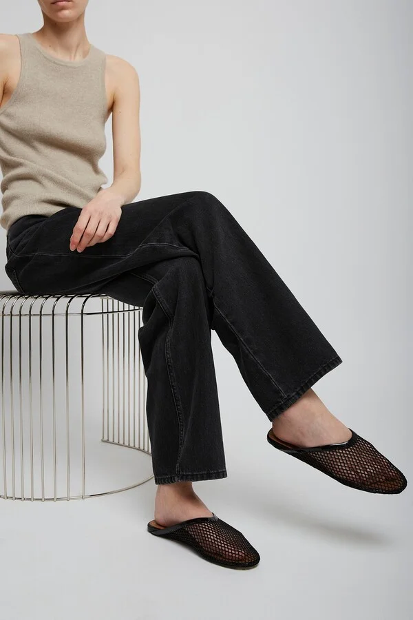 Black mesh flat Mules - Image 2