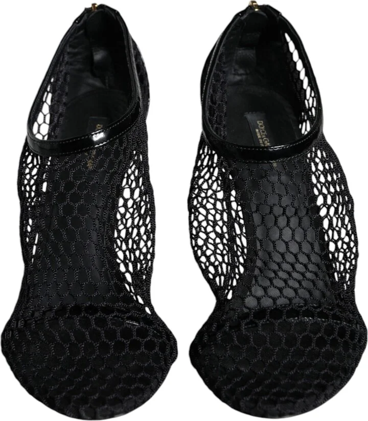 Black Mesh Leather Heels Keira Sandals Women's Shoes (Pre-Owned) - Image 2