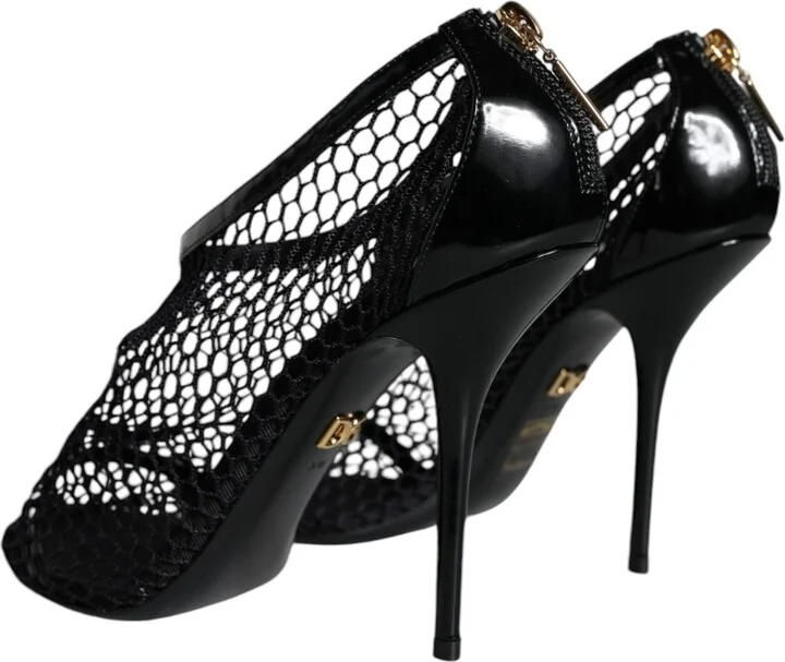 Black Mesh Leather Heels Keira Sandals Women's Shoes (Pre-Owned) - Image 4