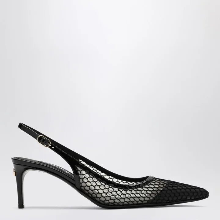 Black mesh slingback
