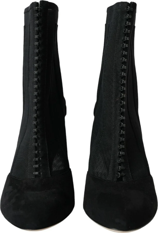 Black Mesh Stiletto Heels Ankle Boots Women's Shoes - Image 2