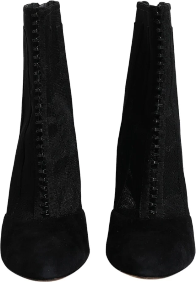 Black Mesh Stiletto Heels Ankle Boots Women's Shoes (Pre-Owned) - Image 2