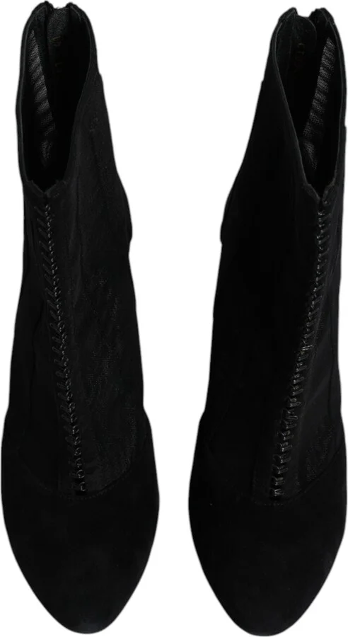 Black Mesh Stiletto Heels Ankle Boots Women's Shoes (Pre-Owned) - Image 3