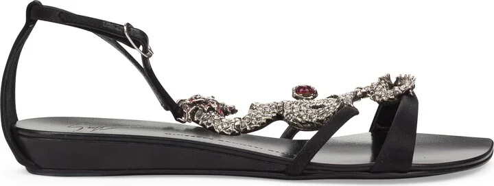 Black Metal Snake Strap Sandals