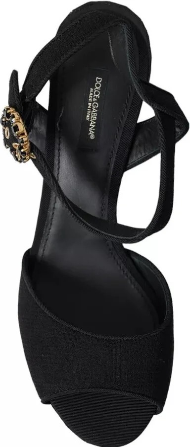 Black Mirror Heels Crystal Platform Sandals Women's Shoes (Pre-Owned) - Image 4