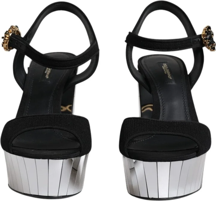 Black Mirror Heels Platform Sandals Women's Shoes - Image 2