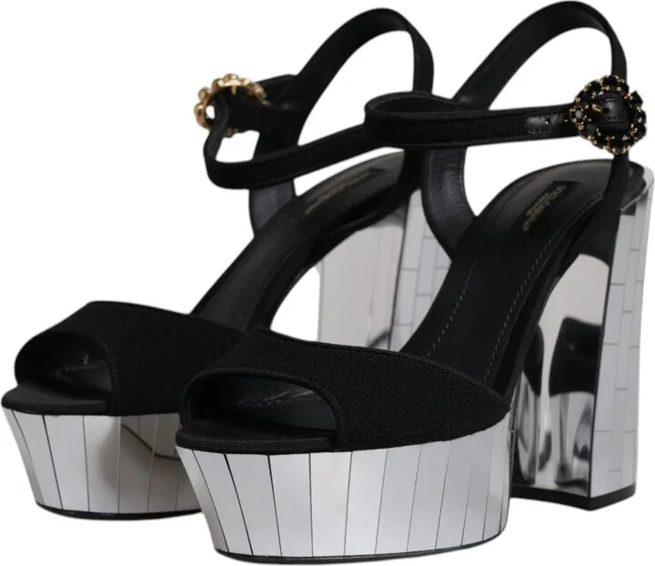 Black Mirror Heels Platform Sandals Women's Shoes - Image 4