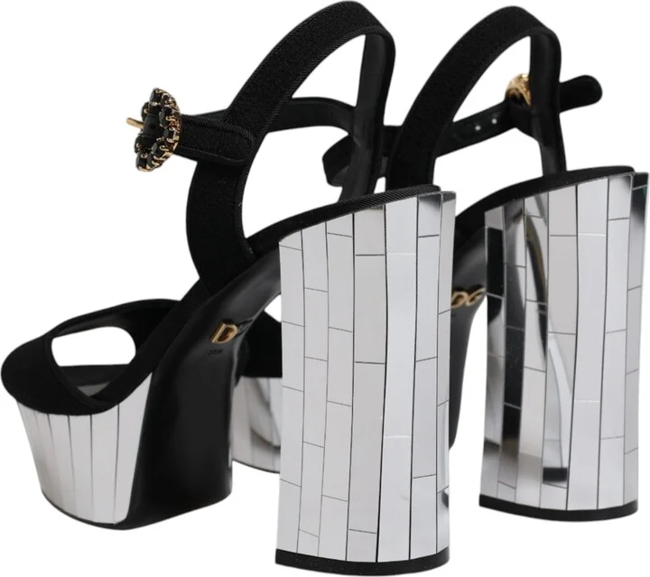 Black Mirror Heels Platform Sandals Women's Shoes - Image 5
