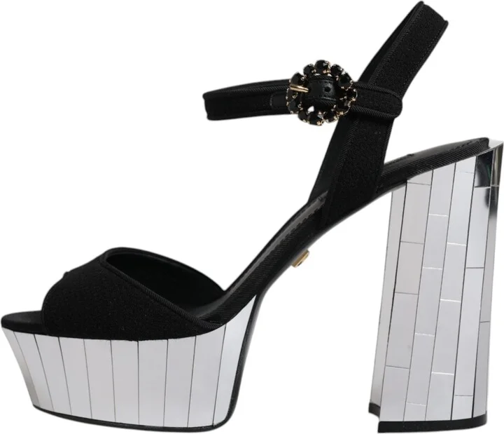 Black Mirror Heels Platform Sandals Women's Shoes - Image 6