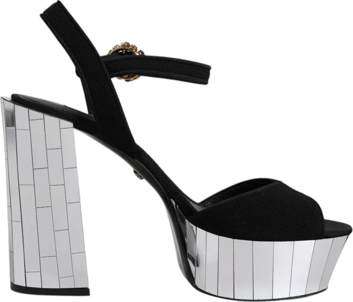 Black Mirror Heels Platform Sandals Women's Shoes