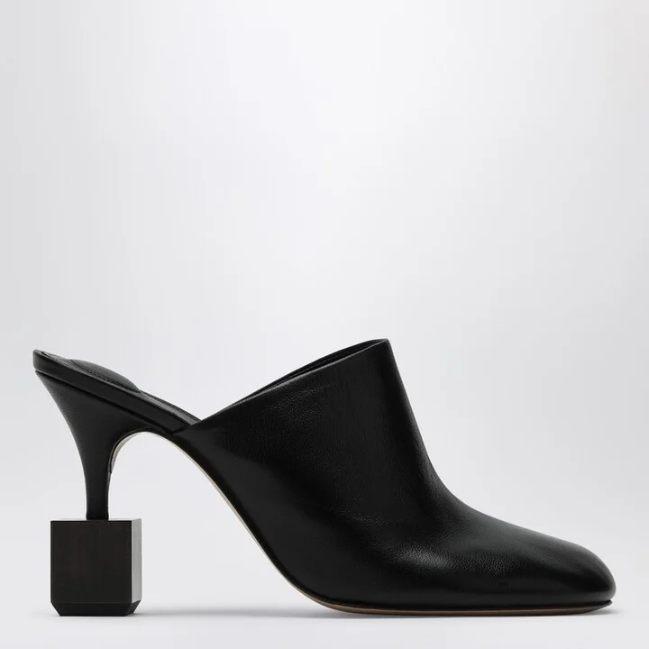 Black mule with geometric heel