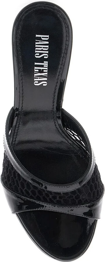 Black Mule With Mesh Design And Stiletto Heel In Leather Woman - Image 4