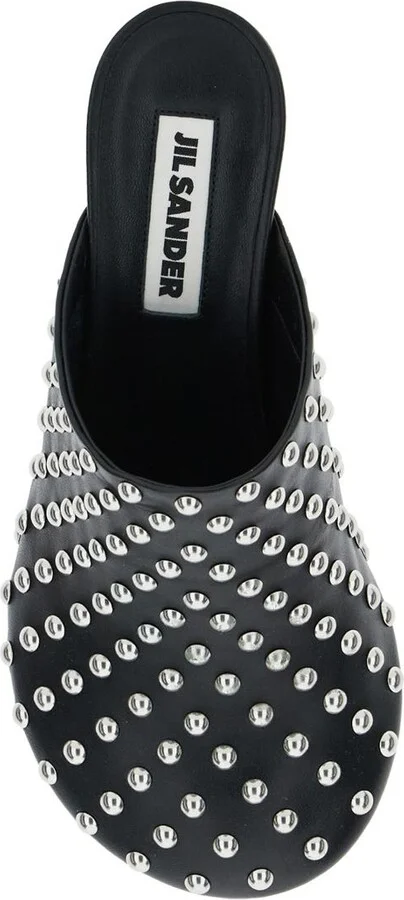 Black Mules With Low Heel And All-Over Stud Embellishments In Leather Woman - Image 4