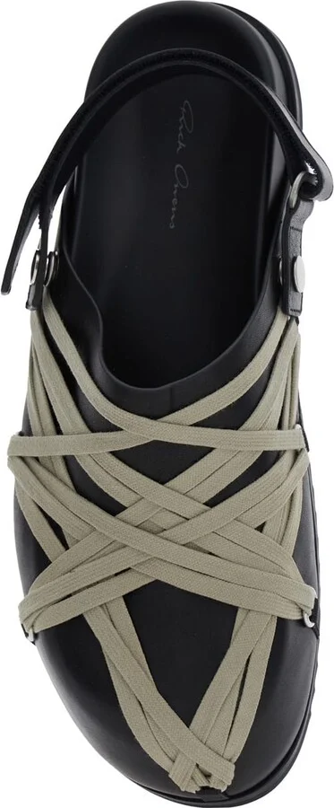 Black Mules With Oversize Decorative Laces And Buckle Closure In Leather Man - Image 4