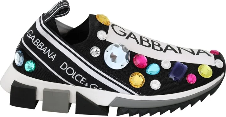 Black Multicolor Crystal Sneakers Women's Shoes