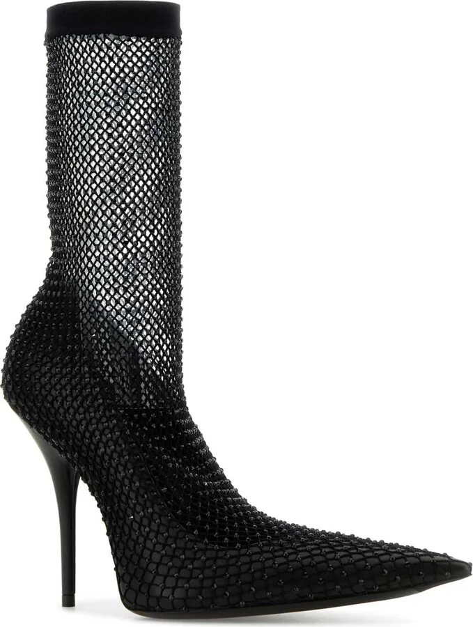 Black Nappa Leather And Mesh Avenue Ankle Boots - Image 2