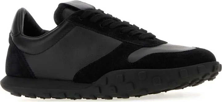 Black Nappa Leather And Suede Moon Sneakers - Image 2