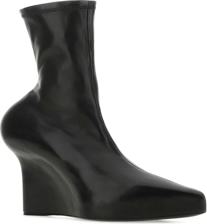 Black Nappa Leather Ankle Boots - Image 2