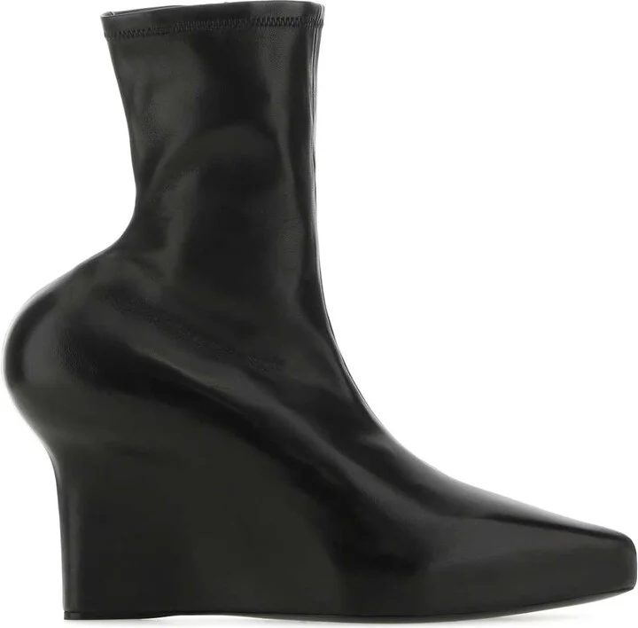Black Nappa Leather Ankle Boots