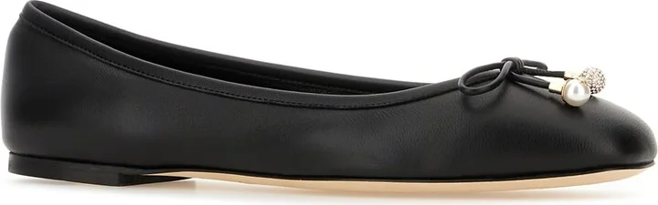 Black Nappa Leather Ballerinas - Image 2