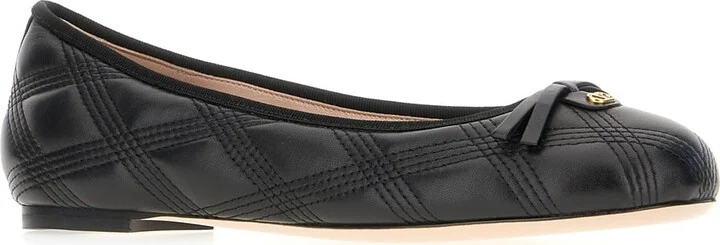 Black Nappa Leather Ballerinas - Image 2