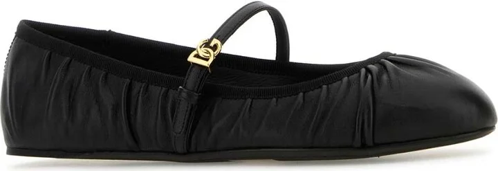 Black Nappa Leather Ballerinas - Image 2