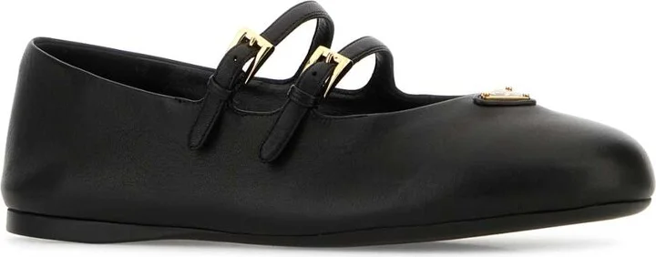 Black Nappa Leather Ballerinas - Image 2