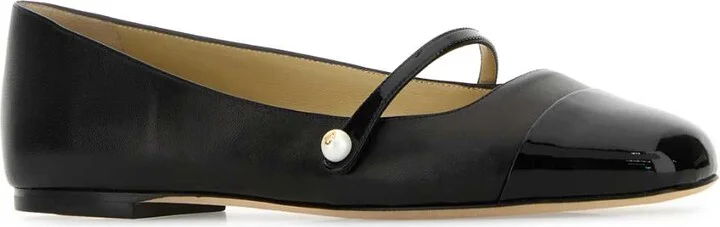 Black Nappa Leather Ballerinas - Image 2