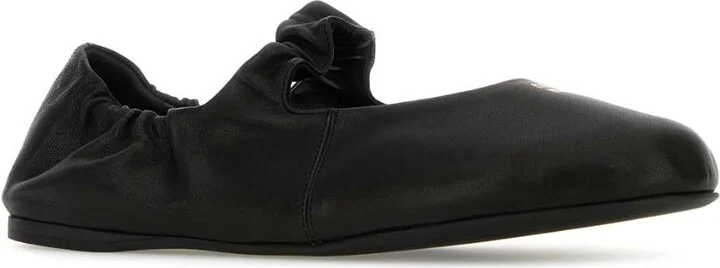 Black Nappa Leather Ballerinas - Image 2