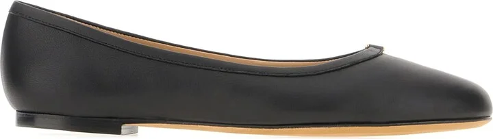 Black Nappa Leather Ballerinas
