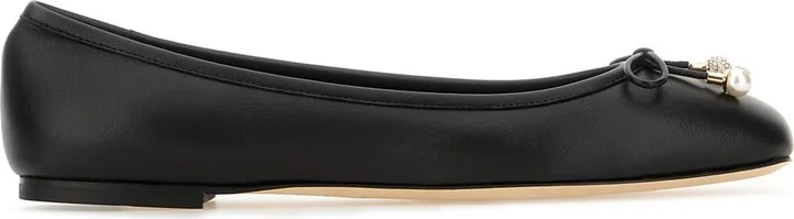 Black Nappa Leather Ballerinas