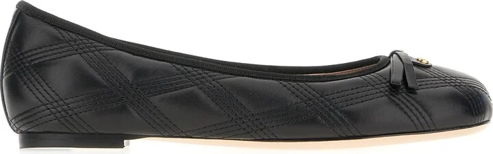 Black Nappa Leather Ballerinas