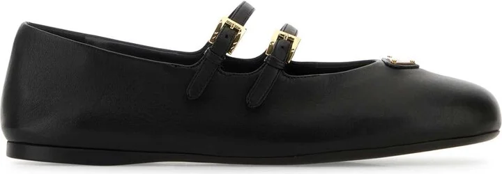 Black Nappa Leather Ballerinas