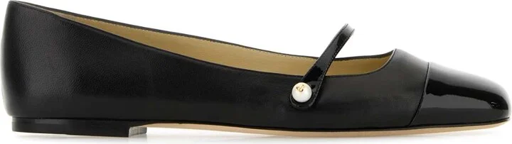 Black Nappa Leather Ballerinas