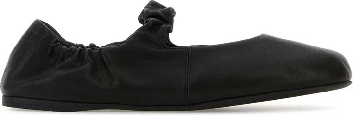 Black Nappa Leather Ballerinas