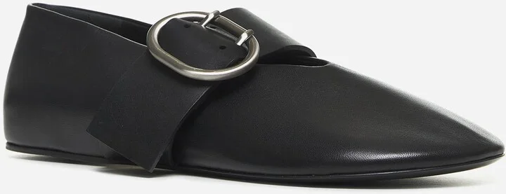 Black Nappa Leather Ballet Flats - Image 2