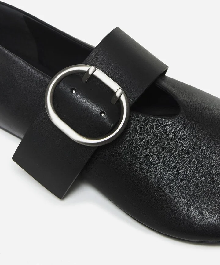 Black Nappa Leather Ballet Flats - Image 4