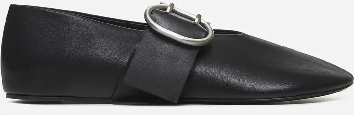 Black Nappa Leather Ballet Flats