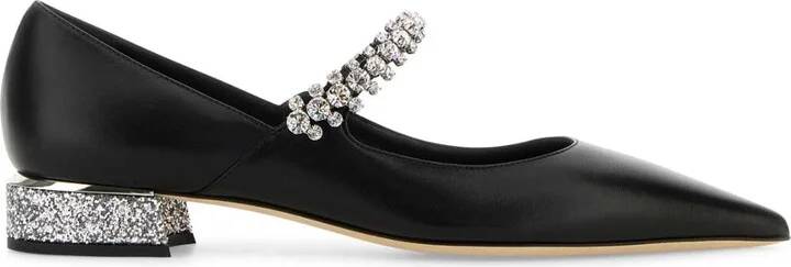 Black Nappa Leather Bing Ballerinas